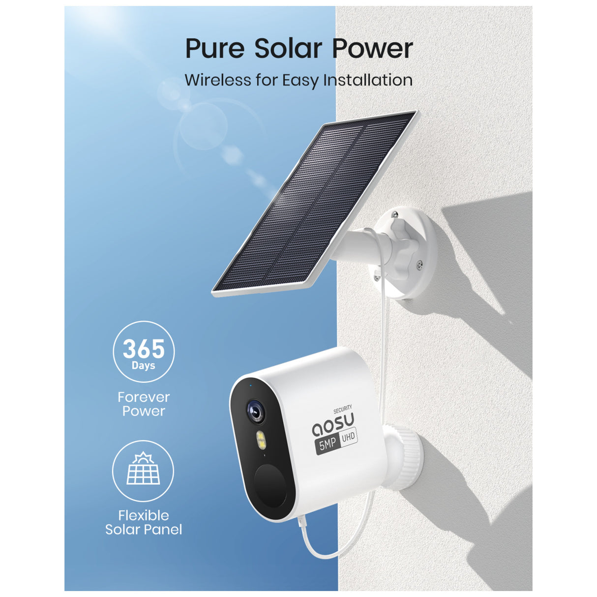 Aosu Outdoor Solar Camera 3 units kit + Homebase