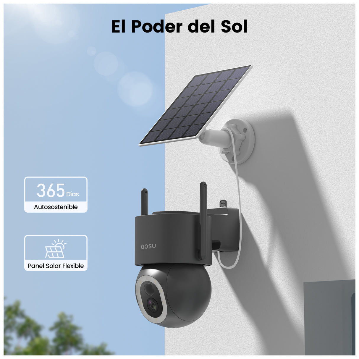Aosu Outdoor Camera plus Floodlight with Solar Panel