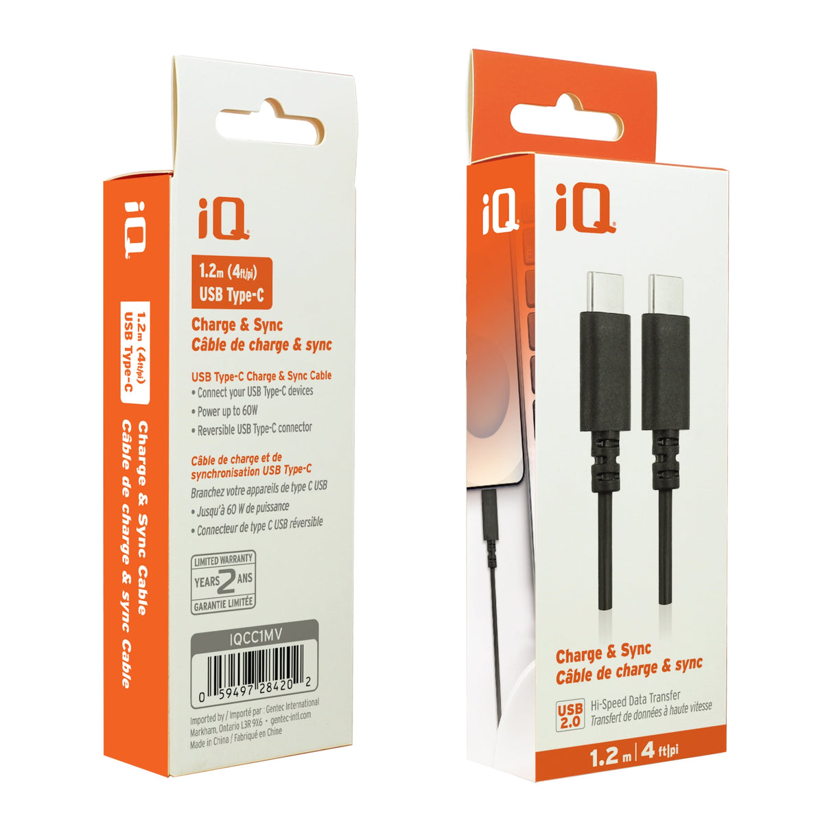 iQ Charge & Sync USB Type-C to Type-C Cable - 1.2m/4ft