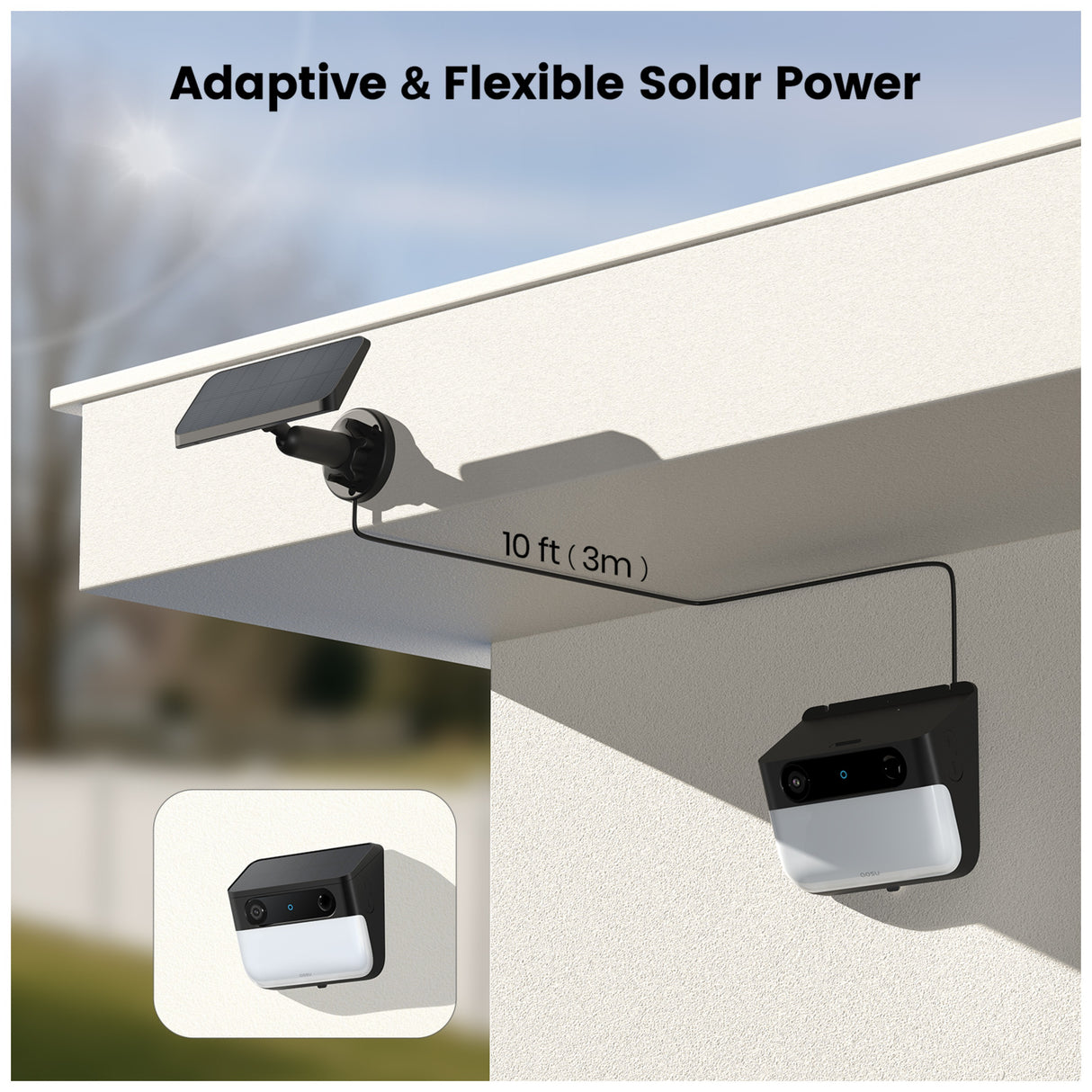 Aosu Outdoor Wall Mount Solar Camera with Light