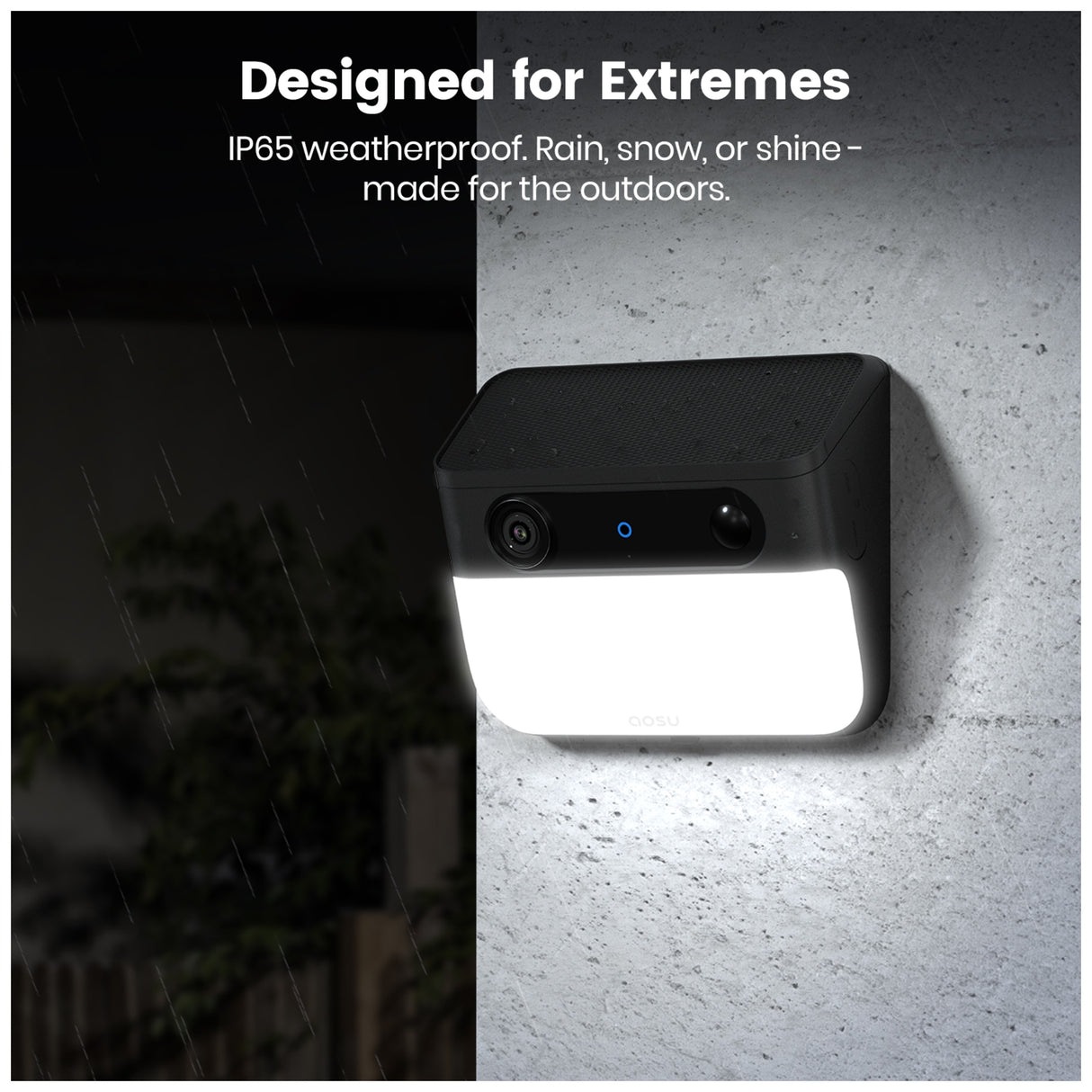 Aosu Outdoor Wall Mount Solar Camera with Light