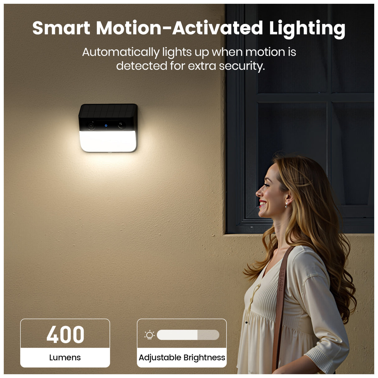 Aosu Outdoor Wall Mount Solar Camera with Light