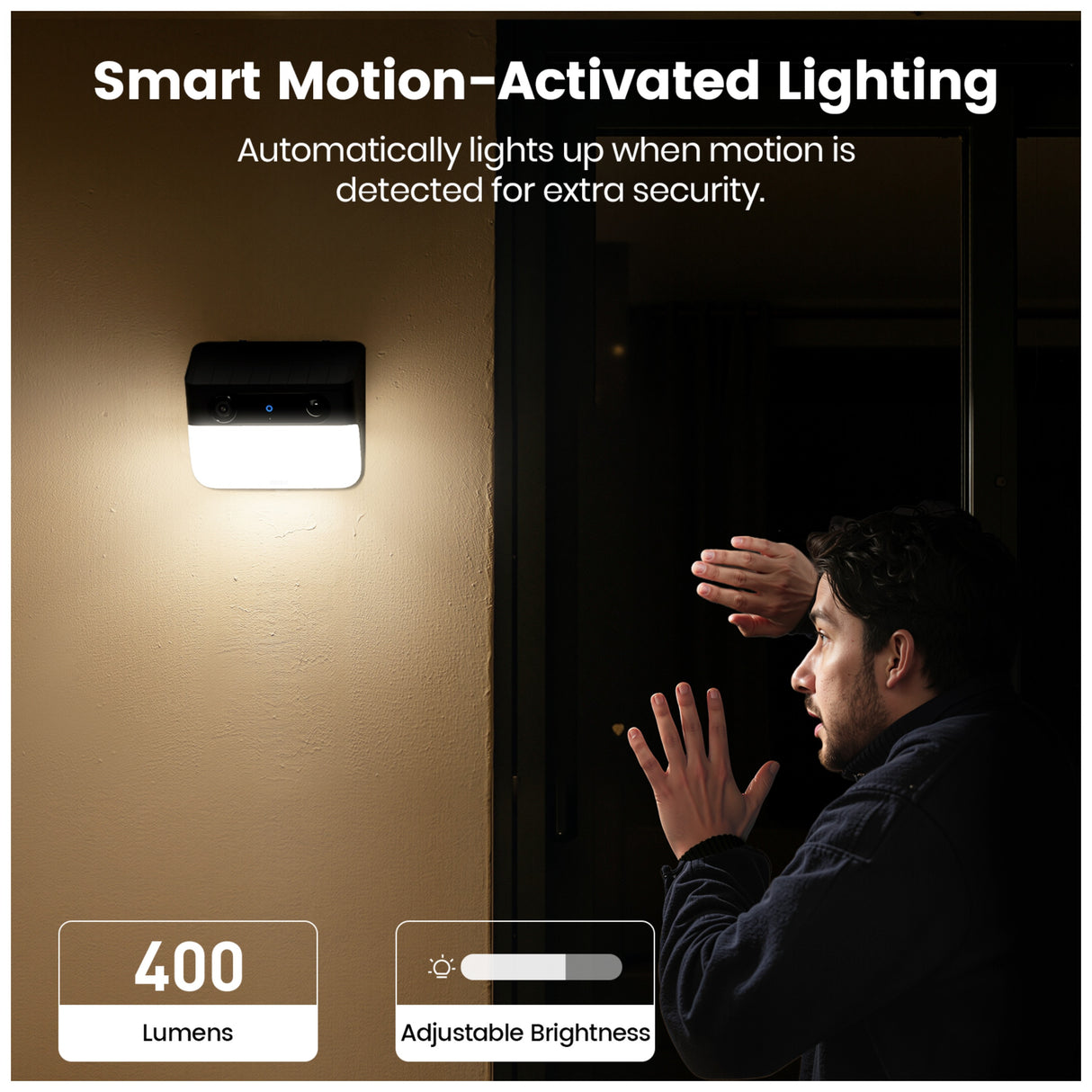 Aosu Outdoor Wall Mount Solar Camera with Light