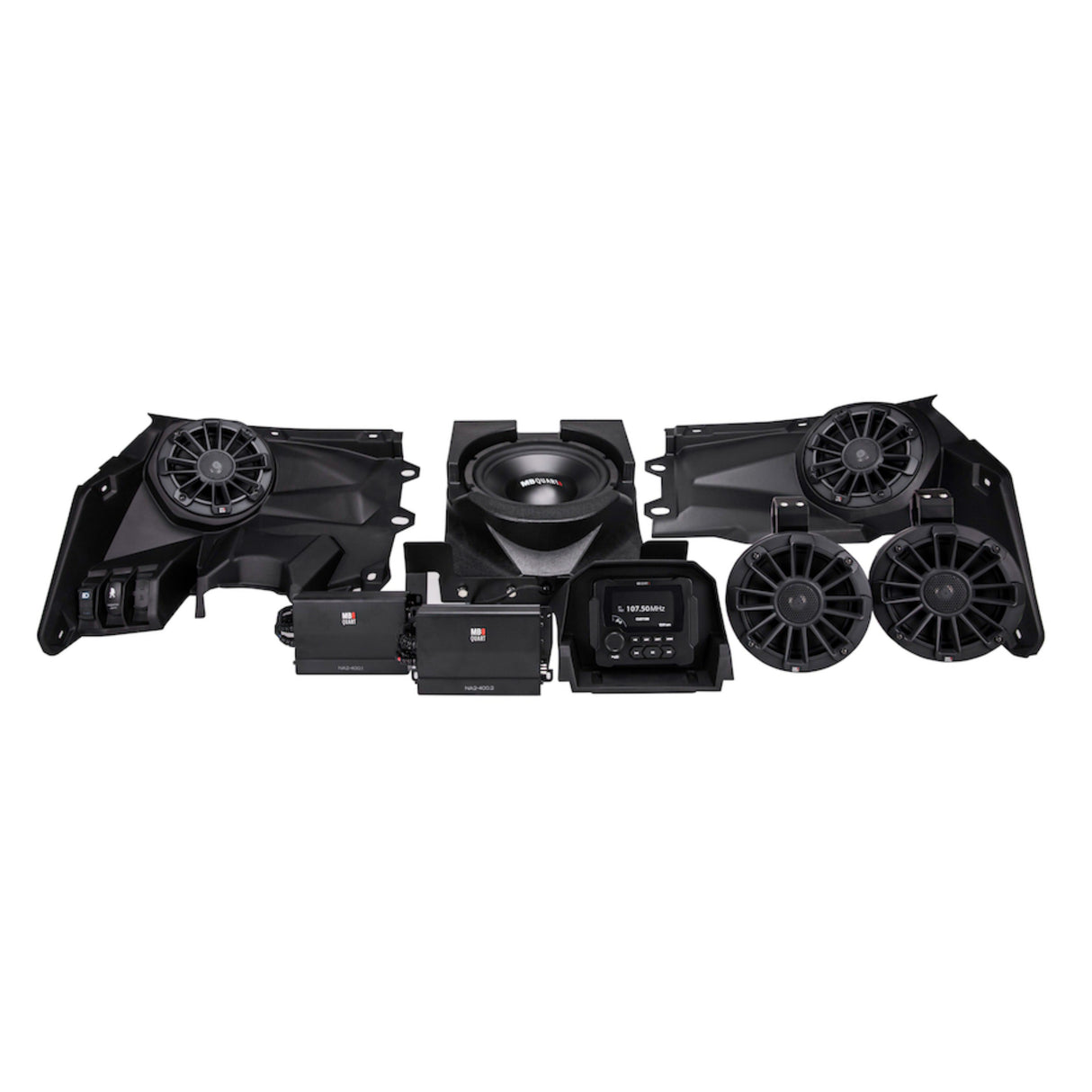MB Quart MBQX-STG5-1 Can-Am X3 800 Watt STAGE 5 Audio System includes Source Unit, 4 speakers, 10 inch subwoofer