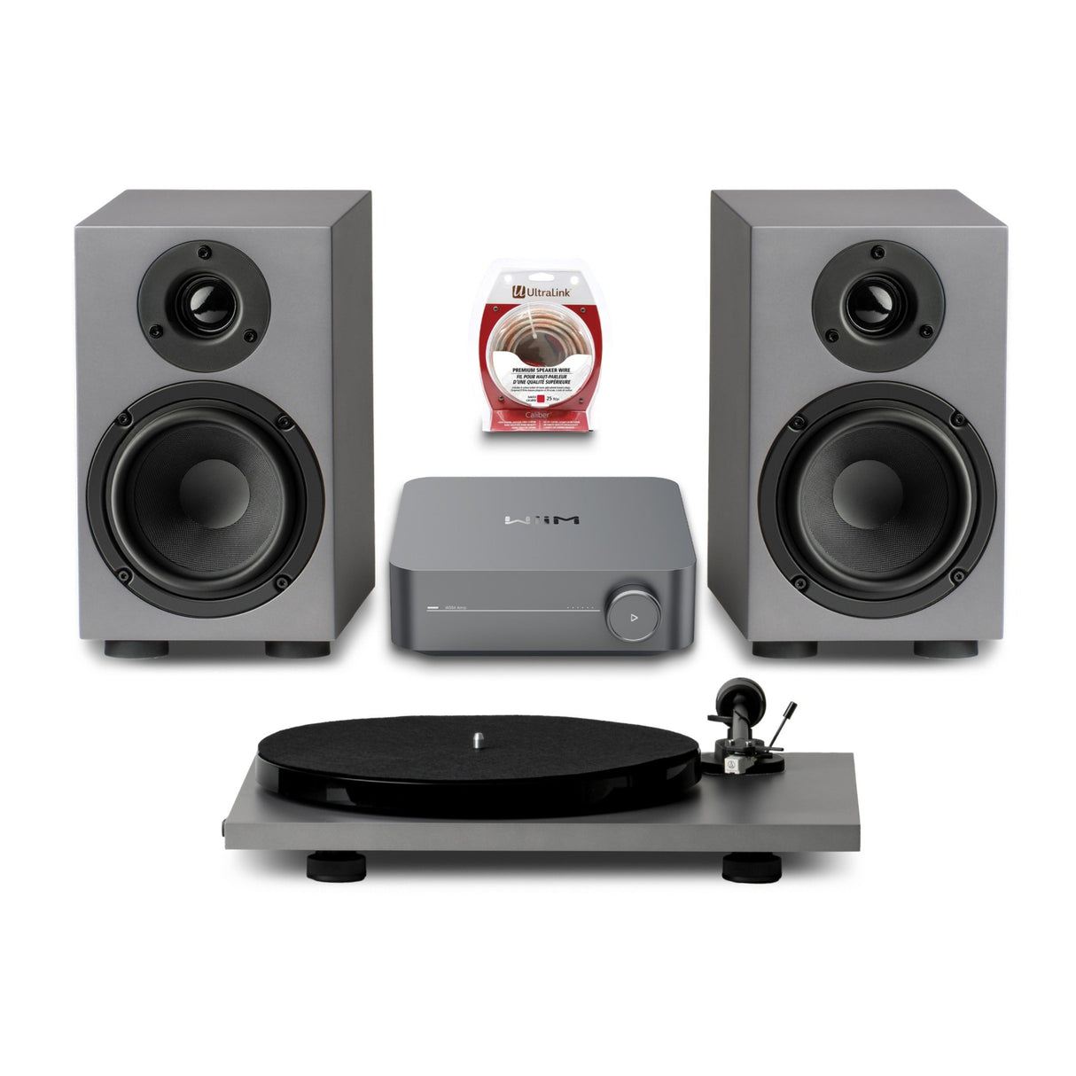 Pro-Ject & WiiM Streaming Bundle -Pro-Ject E1 Phono SE turntable(AT3600), Pro-Ject Speaker Box 5 E, WiiM Amp & Ultralink Wire
