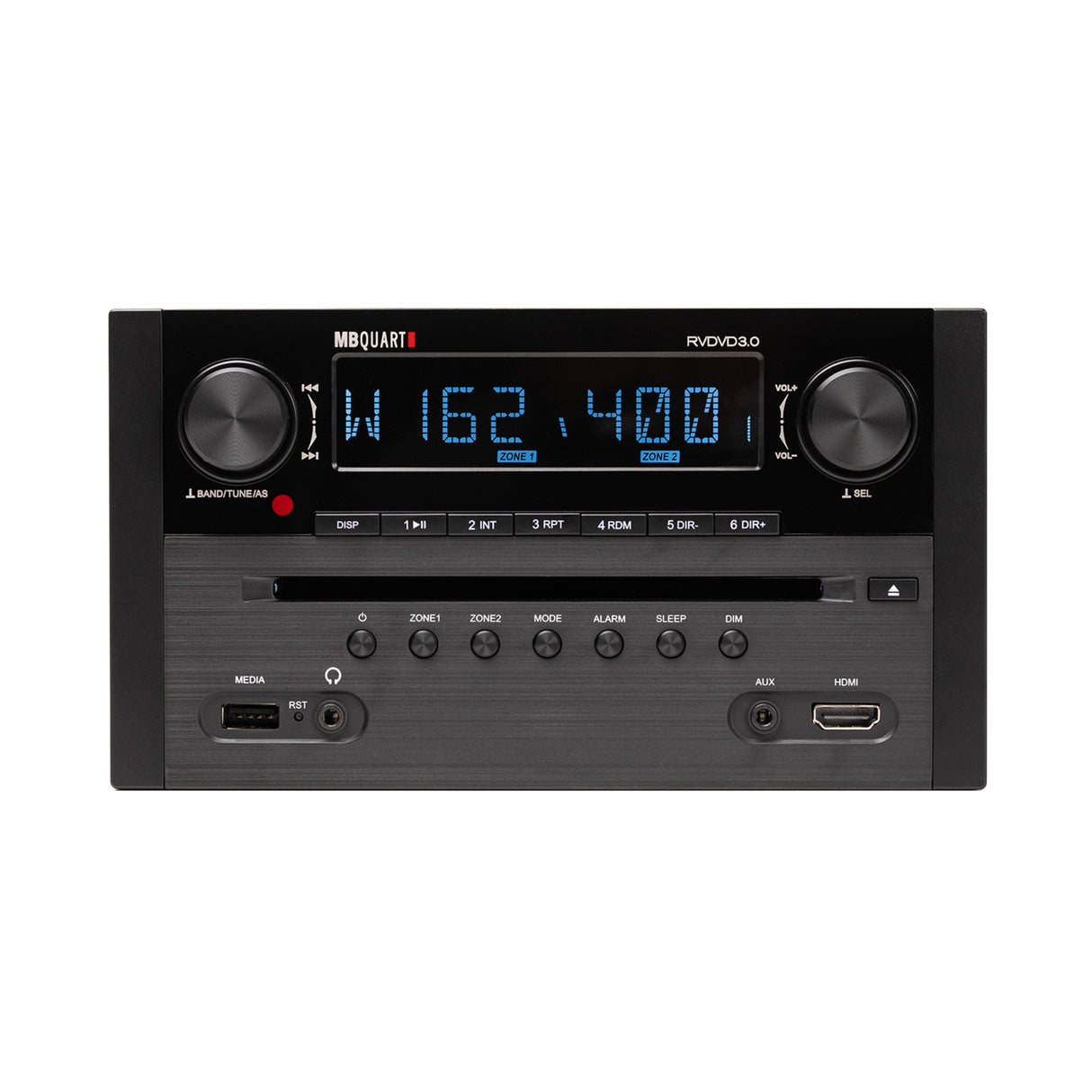 MB Quart RVDVD3.0 Digital Multi-Media, Multi-Zone, 160W RV Source Unit with DVD, AM/FM & Bluetooth. Remote included.