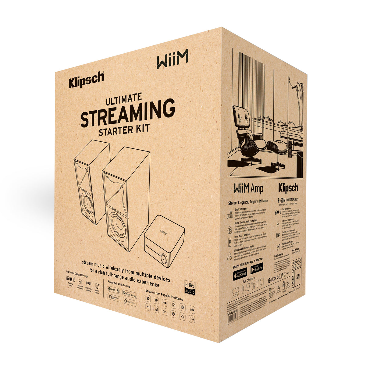 Klipsch Ultimate Streaming Starter Kit - R-60M Speakers, WiiM Amp & Ultralink Wire