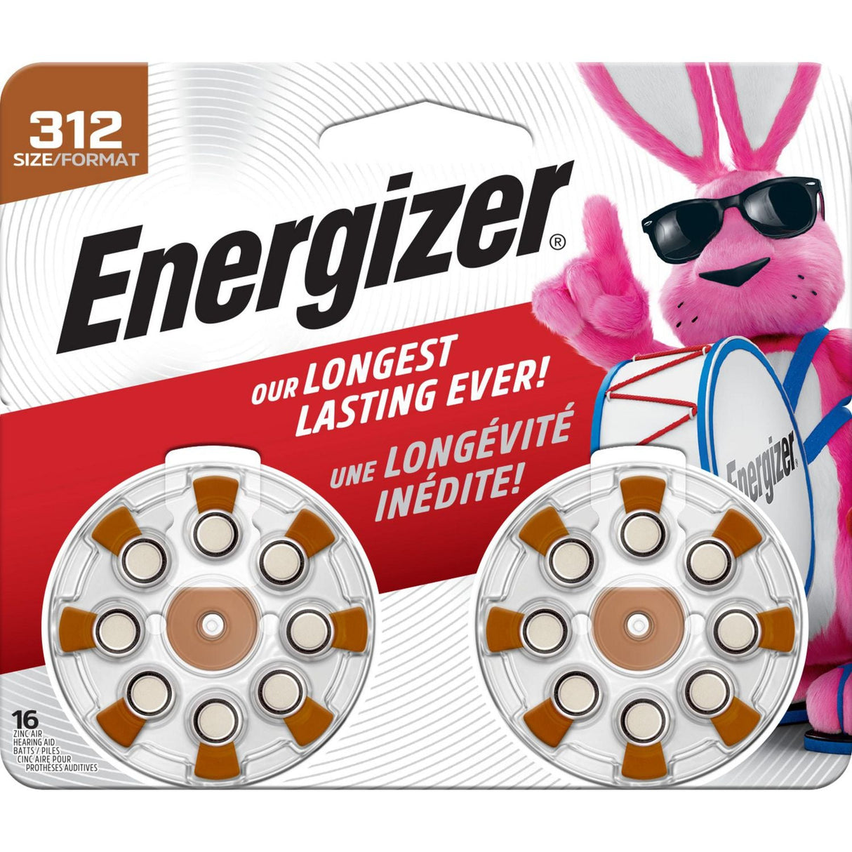 Energizer EZ Turn & Lock Size 312 Hearing Aid Battery - 16 Pack