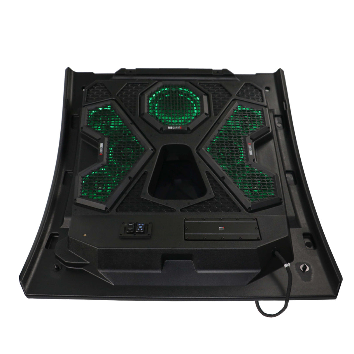MB Quart MBQRT2-S7RRC 500-watt, RZR Trail audio roof designed to work with Polaris Ride Command (not included).